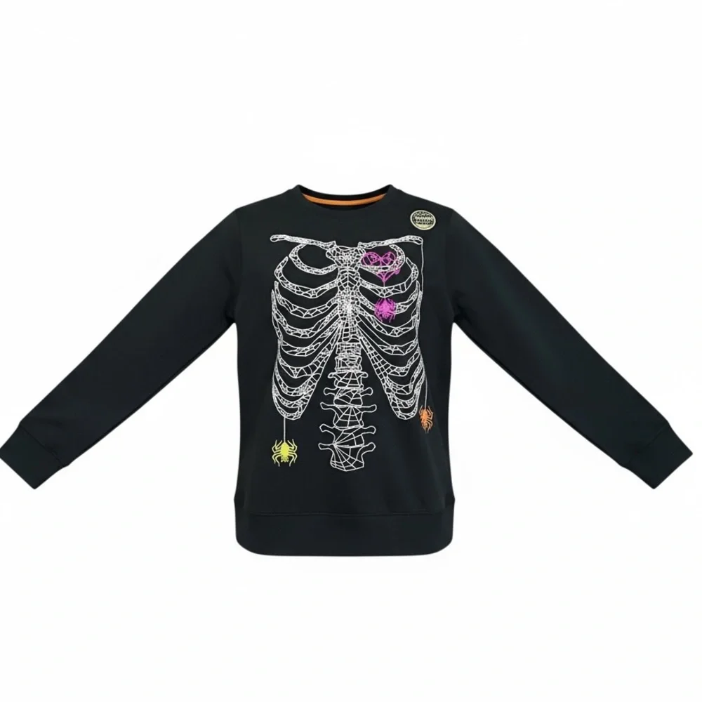 Cat & Jack Glow-in-the-Dark Skeleton‎ Spiderweb Halloween Shirt (Girls 8/10)